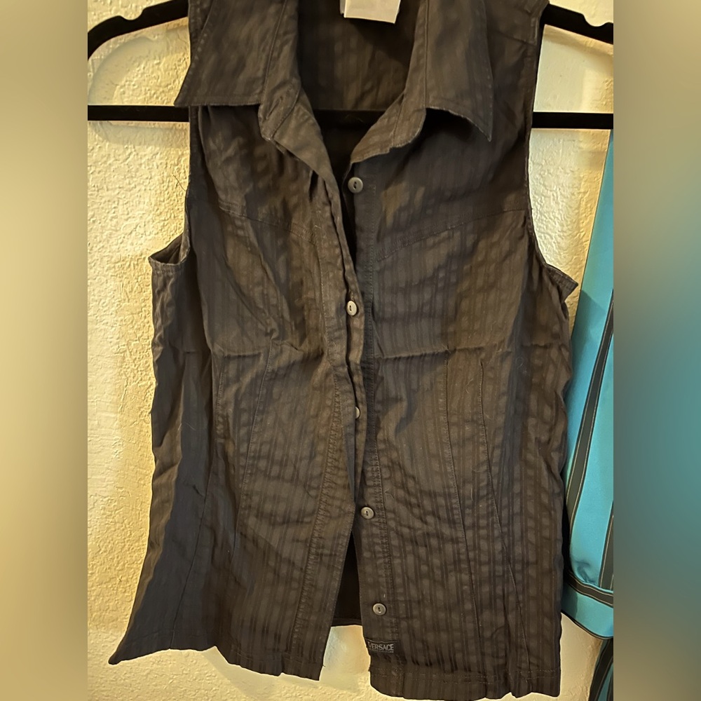 Vintage Versace black striped vest